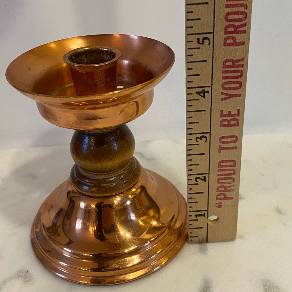 Vintage Coppercraft Guild Copper And Wood Candlestick Vintage Mid Century Modern - Picture 7 of 10